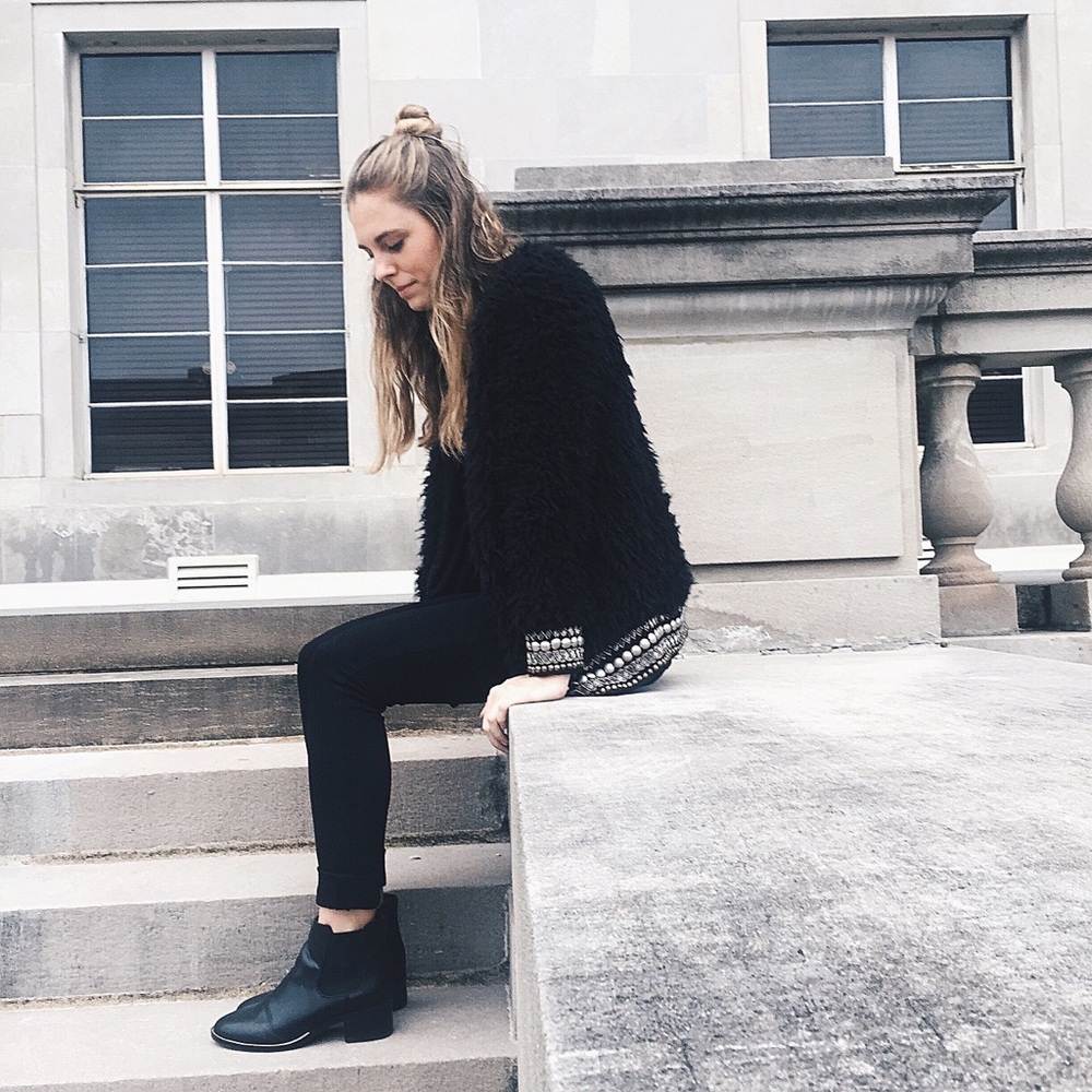 Jessica Simpson Fuzzy Embellished Jacket